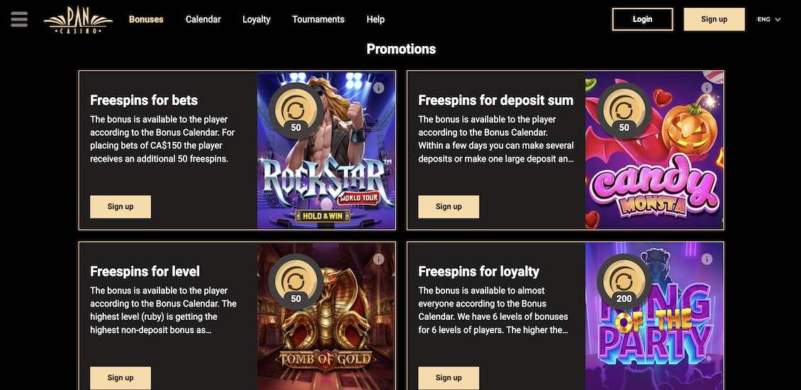 Pan Casino bonus offer